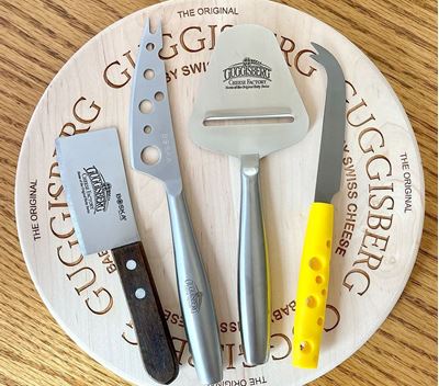 Cheese Accessories - Shaver, Cleaver, Knife. Spreader, Cutting Board